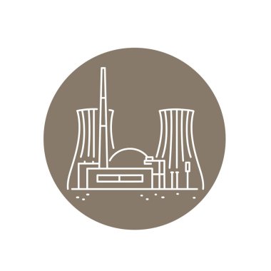Nuclear factory color line icon.  Pictogram for web page