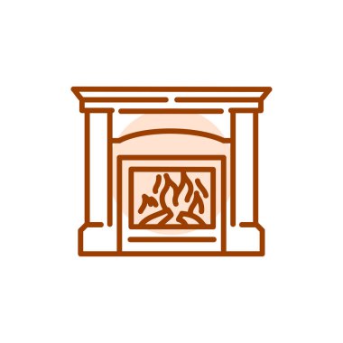 Fireplace black line icon. Pictogram for web page