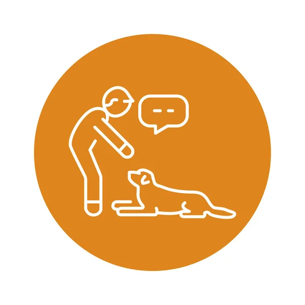 Befehl Zum Hinlegen Des Icons Auf Der Farblinie Hundeausbildung — Stockvektor