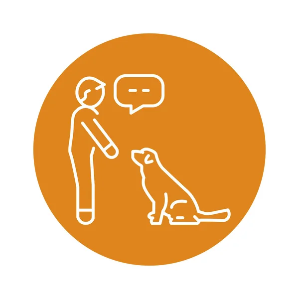 Sit Command Color Line Icon Dog Training — Stockvector
