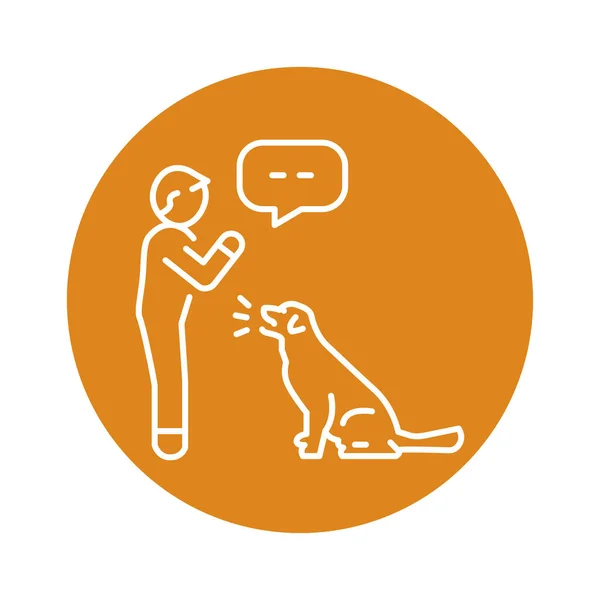 Command Voice Color Line Icon Dog Training — Stok Vektör