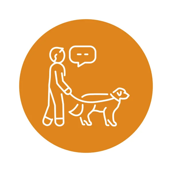 Walk Pet Color Line Icon Dog Training — Stockvector