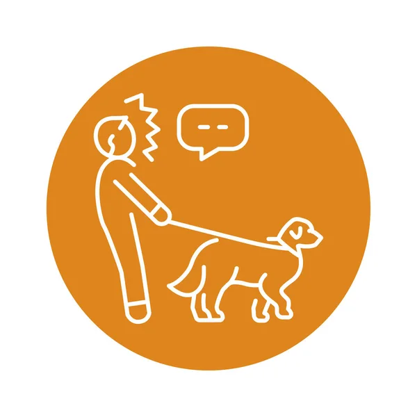 Pet Pulls Leash Color Line Icon Dog Training — Stockvector