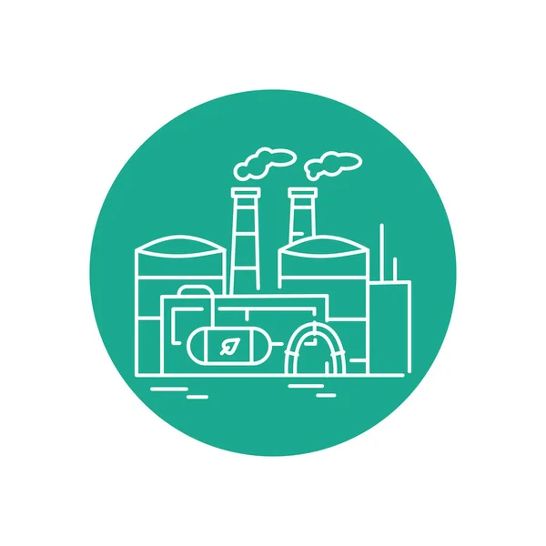 Biomass Plant Color Line Icon Renewable Energy Sources —  Vetores de Stock