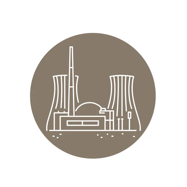 Icona Della Linea Colore Della Fabbrica Nucleare Pittogramma Pagina Web — Vettoriale Stock