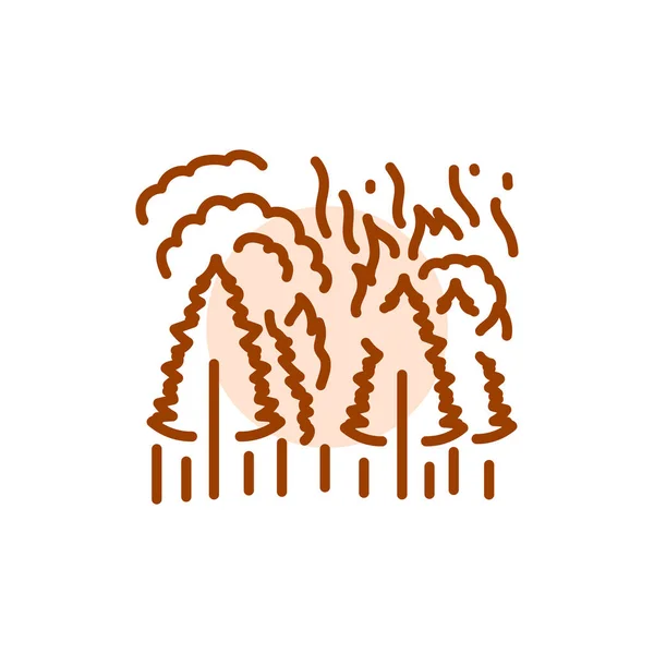 Значок Черной Линии Лесного Огня Естественный Элемент — стоковый вектор