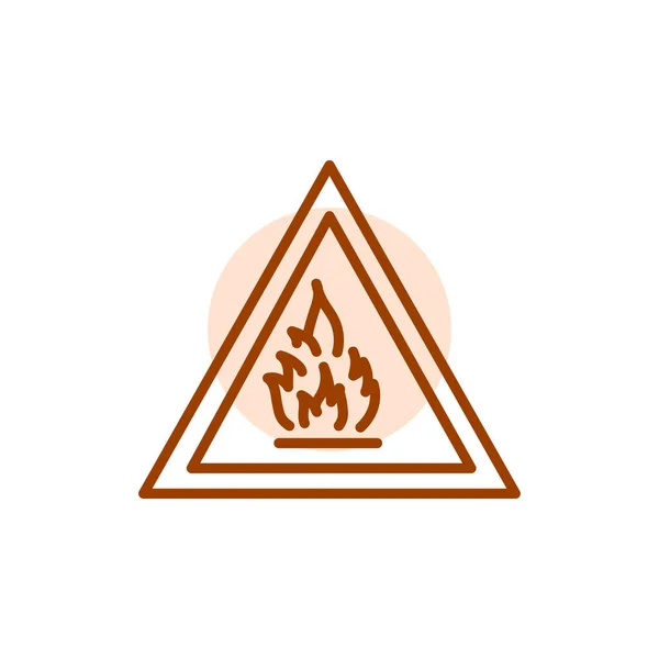 Знак Обережності Вогняної Небезпеки Чорна Лінія Значок Піктограма Веб Сторінки — стоковий вектор