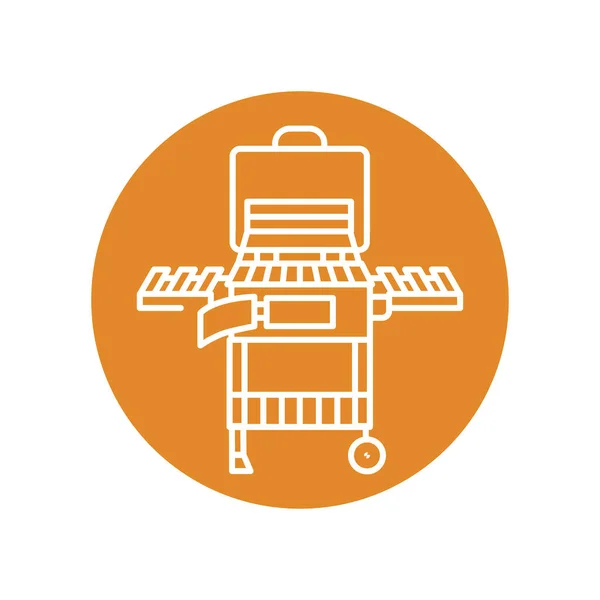 Barbecue Grill Farbe Linie Symbol Piktogramm Für Webseite — Stockvektor