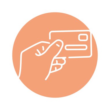 Elinde bir banka kartı renk çizgisi simgesi var. Web sayfası için resim grafiği