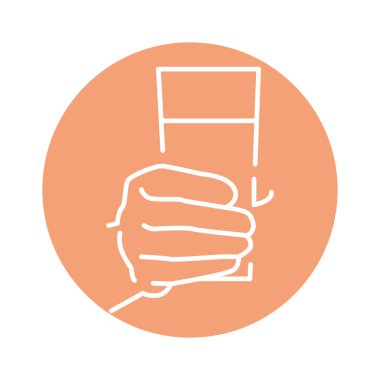 Su rengi simgesinin el ele tutuştuğu cam. Web sayfası için resim grafiği