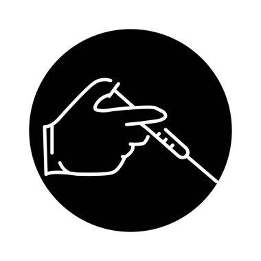 Bir şırınga renk çizgisi ikonu tutuyor. Web sayfası için resim grafiği