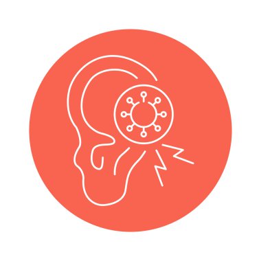 Kulak enfeksiyonu renk çizgisi simgesi. İnsan hastalıkları. 