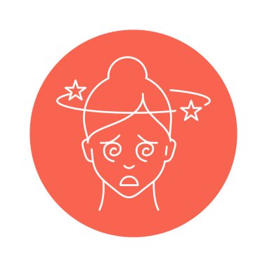 Baş dönmesi renk çizgisi simgesi. İnsan hastalıkları. 