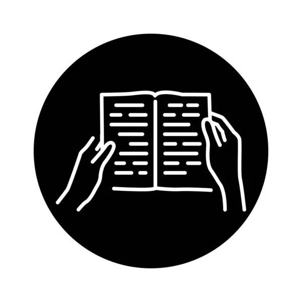 Χέρια Κρατώντας Εικονίδιο Έγχρωμη Γραμμή Βιβλίου Εικονόγραμμα Για Την Ιστοσελίδα — Διανυσματικό Αρχείο