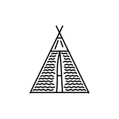 Oyun çadırı siyah çizgi simgesi. 