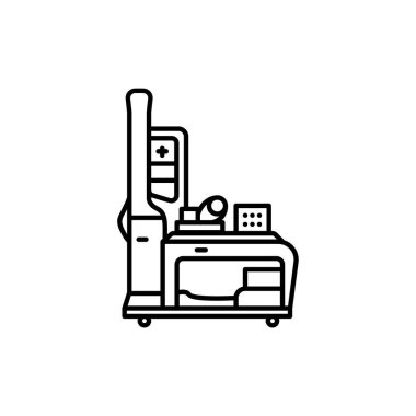 Öz-hizmet teletıp siyah çizgi ikonu. Web sayfası için resim grafiği