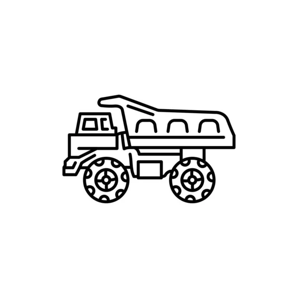 子供のおもちゃプラスチックダンプトラックブラックラインアイコン — ストックベクタ