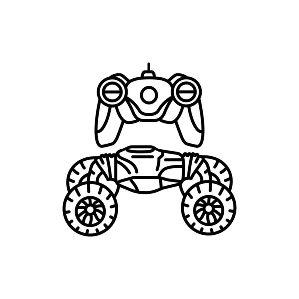 Іграшковий Автомобіль Піктограмою Чорної Лінії Дистанційного Керування — стоковий вектор
