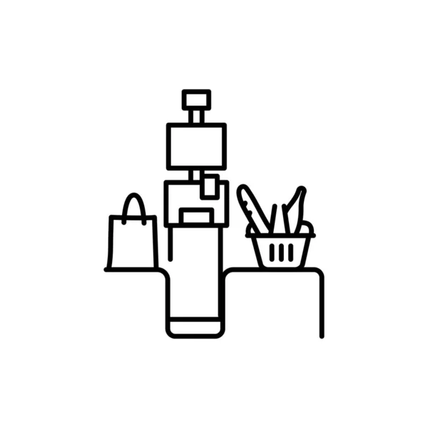 Кассир Самообслуживания Значок Черной Линии Терминала Пиктограмма Веб Страницы — стоковый вектор