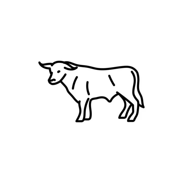 Ícone Linha Preta Bull Animais Exploração — Vetor de Stock