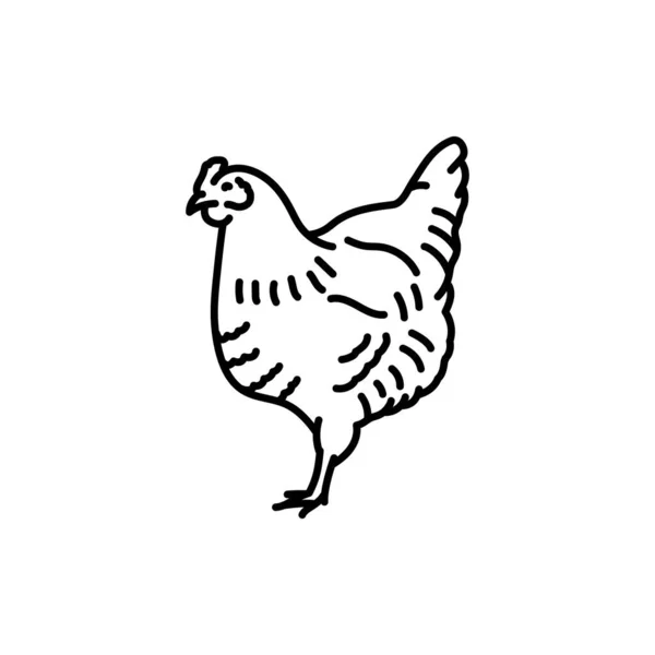 Huhn Schwarze Linie Symbol Nutztiere — Stockvektor