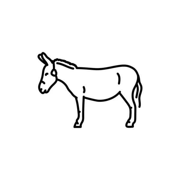 Иконка Черной Линии Осла Фермерские Животные — стоковый вектор