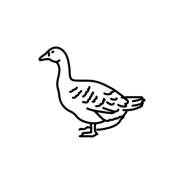Goose Black Line Icon Farm Animals — Stock Vector