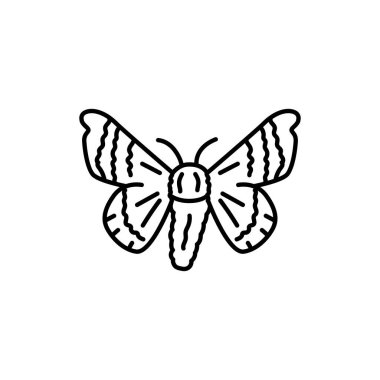 İpek böceği siyah çizgi ikonu. Çiftlik hayvanları.