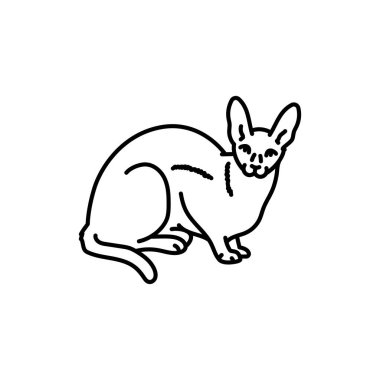 Cornish Rex kedi siyah çizgi ikonu. Çiftlik hayvanları.