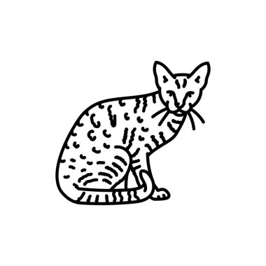 Ociket kedi siyah çizgi simgesi. Çiftlik hayvanları.