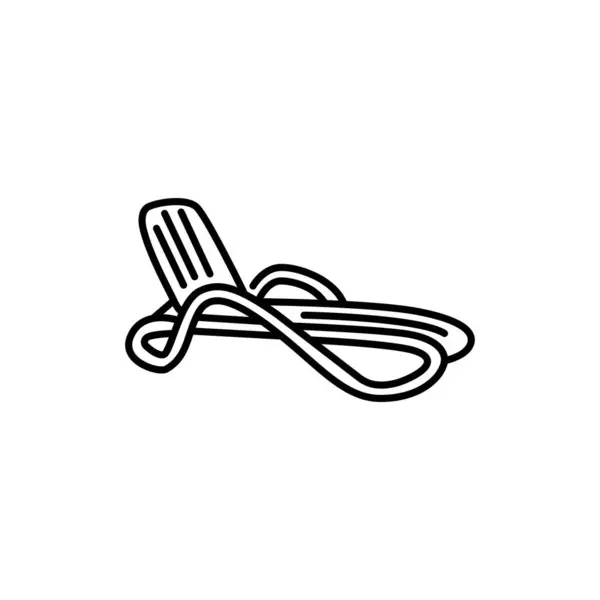 Plaj Sandalyesi Siyah Çizgi Ikonu Web Sayfası Için Resim Grafiği — Stok Vektör