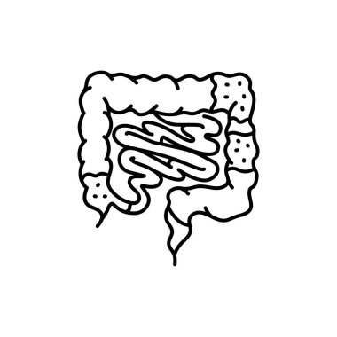 Crohn hastalığı siyah çizgi ikonu. Otoimmün hastalıklar
