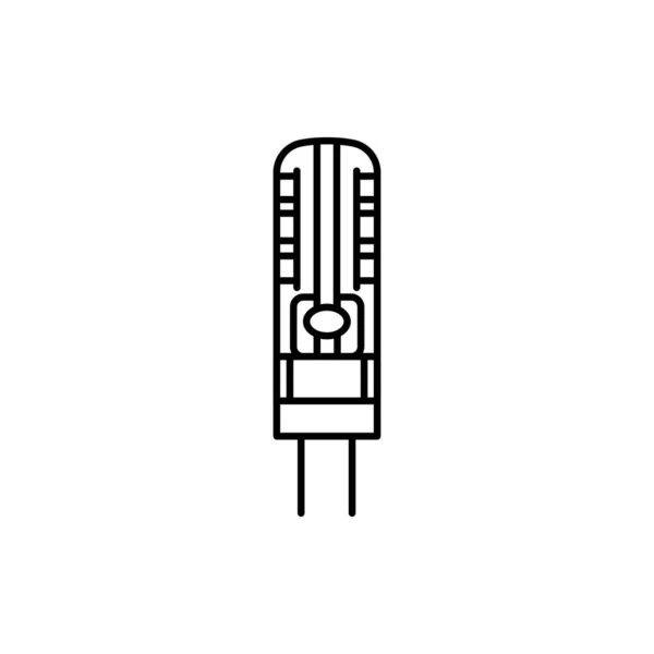Capsule Led Lampe Icône Ligne Noire — Image vectorielle