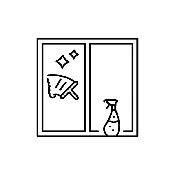 清洗窗户黑线图标 清洁公司 — 图库矢量图片