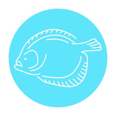 Flounder renk çizgisi çizimi. Okyanus balıkları