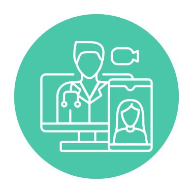 Video danışma renk çizgisi simgesi. Sağlığa. 