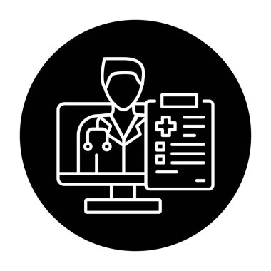 Uzaktan danışma renk çizgisi simgesi. Sağlığa. 