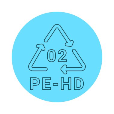 Plastik geri dönüşüm kodu PE-HD 02 satır simgesi. Tüketim kodu.