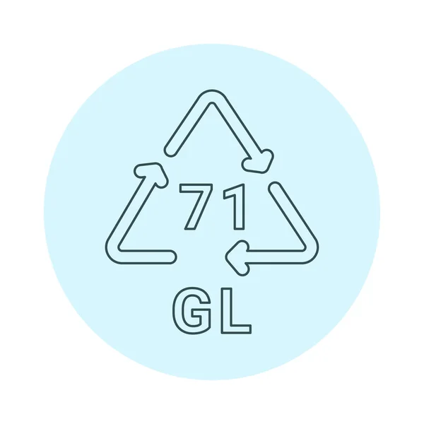 ガラスリサイクルコード 71ラインアイコン 消費コード — ストックベクタ
