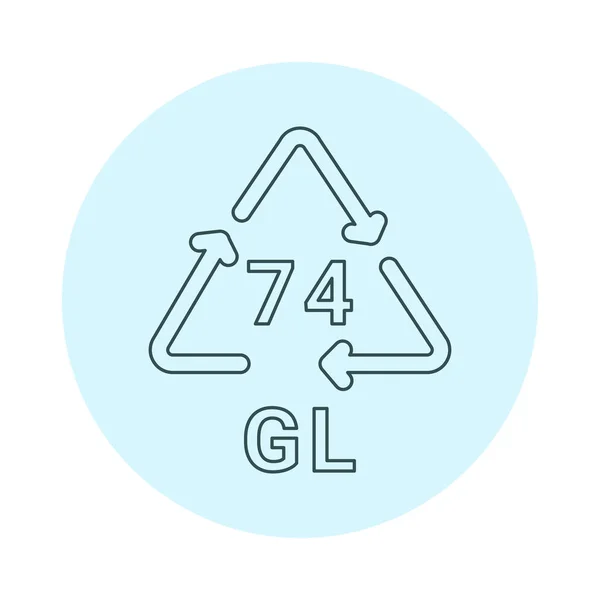 ガラスリサイクルコード 74ラインアイコン 消費コード — ストックベクタ