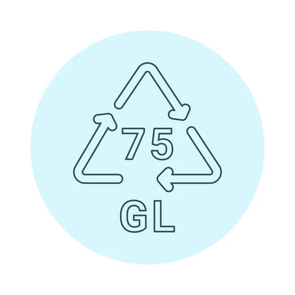 ガラスリサイクルコード 75ラインアイコン 消費コード — ストックベクタ