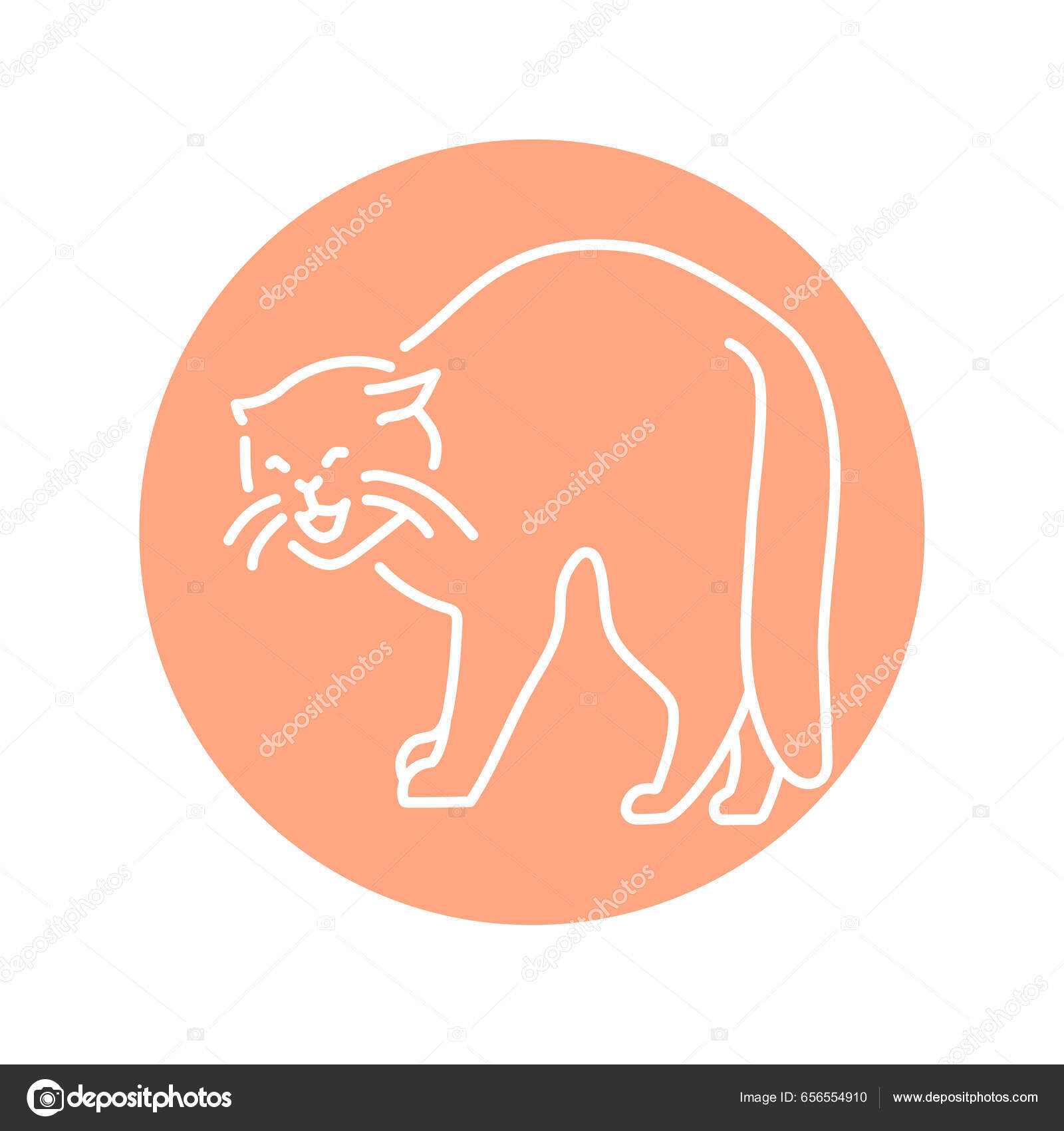 Happy Cat Sitting Color Line Icon Pictogram Web Page Mobile Stock