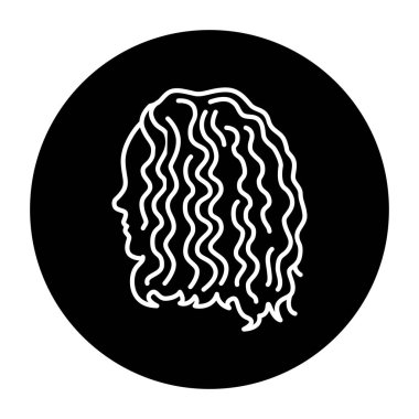 Kırmızı kıvırcık saçlı kadın renk çizgisi ikonu. Güzellik endüstrisi. Kuaför servisi. 