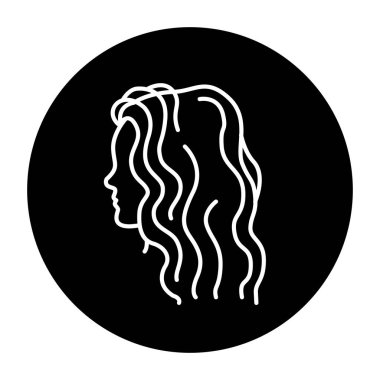 Kırmızı kıvırcık saçlı kadın renk çizgisi ikonu. Güzellik endüstrisi. Kuaför servisi. 