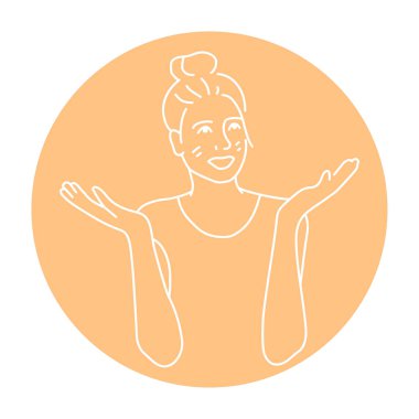 Aşık mutlu kız renk çizgisi çizimi