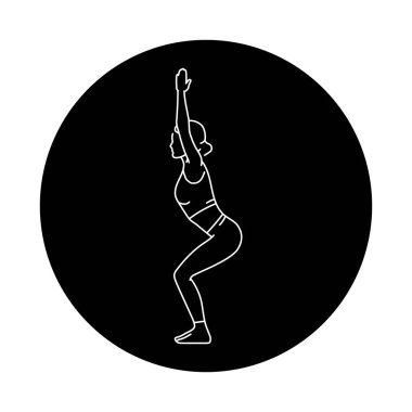 Koltuk Utkatasana renk çizgisi çizimi yapıyor. Web sayfası için resim grafiği