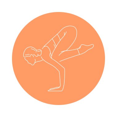 Bakasana vinç rengi çizimi yapıyor. Web sayfası için resim grafiği