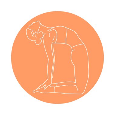 Ustrasana Camel renk çizgisi çizimi yapıyor. Web sayfası için resim grafiği