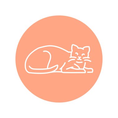 Uyuyan mutlu kedi rengi ikonu. Web sayfası için resim grafiği