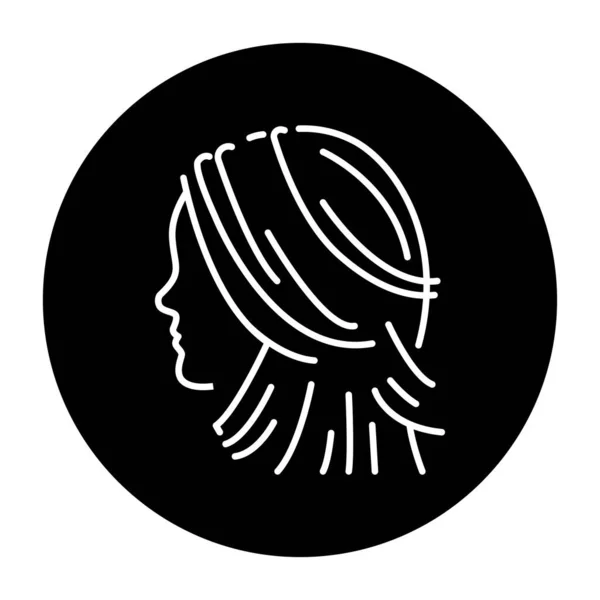 Frau Leiter Haarschnitt Farbe Linie Symbol Beauty Industrie Friseurservice — Stockvektor